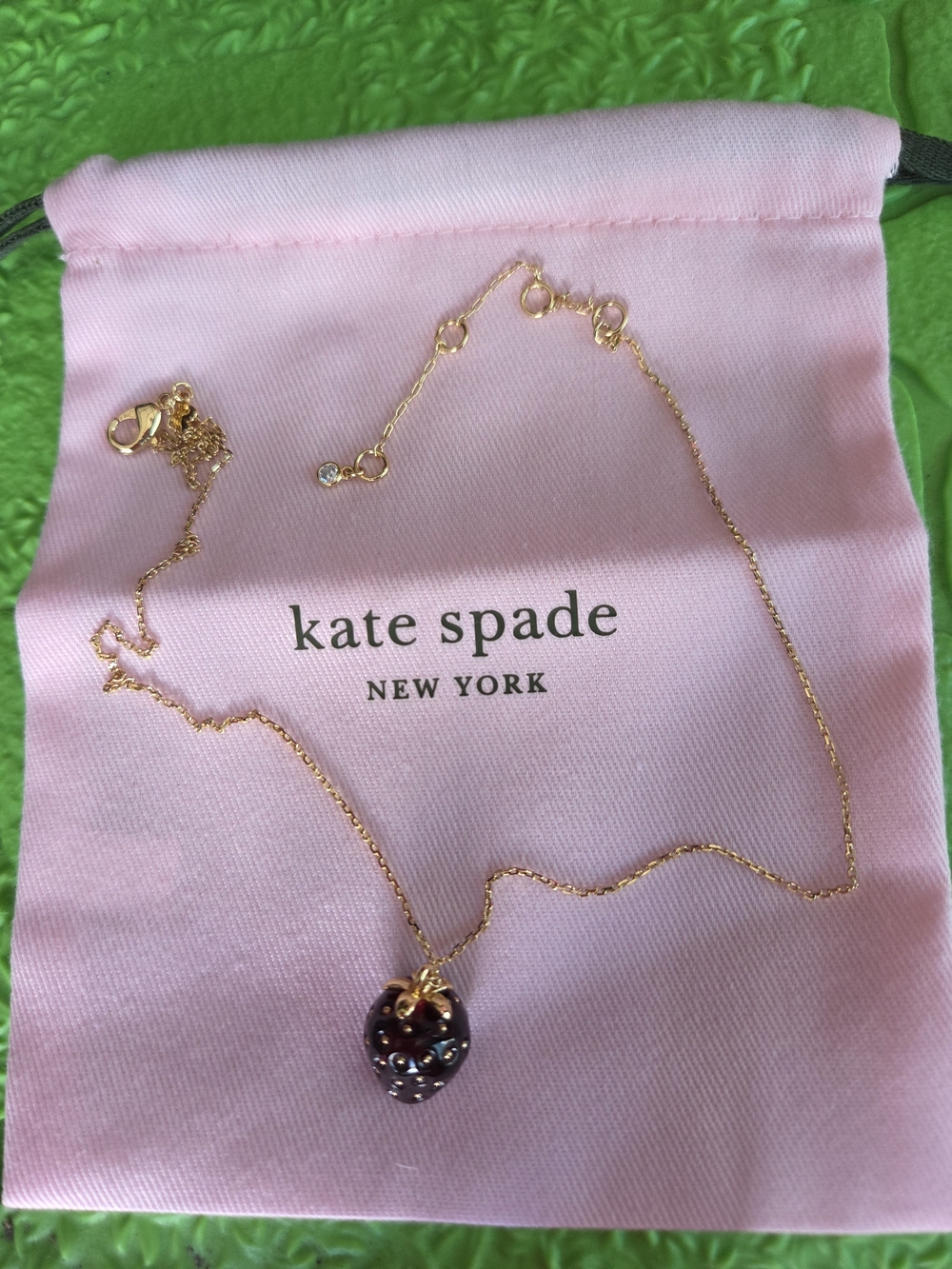 kate spade gold chain necklace with strawberry pendant
